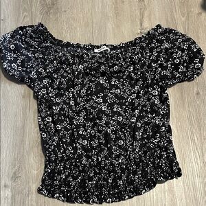 Floral Black Off-Shoulder Top